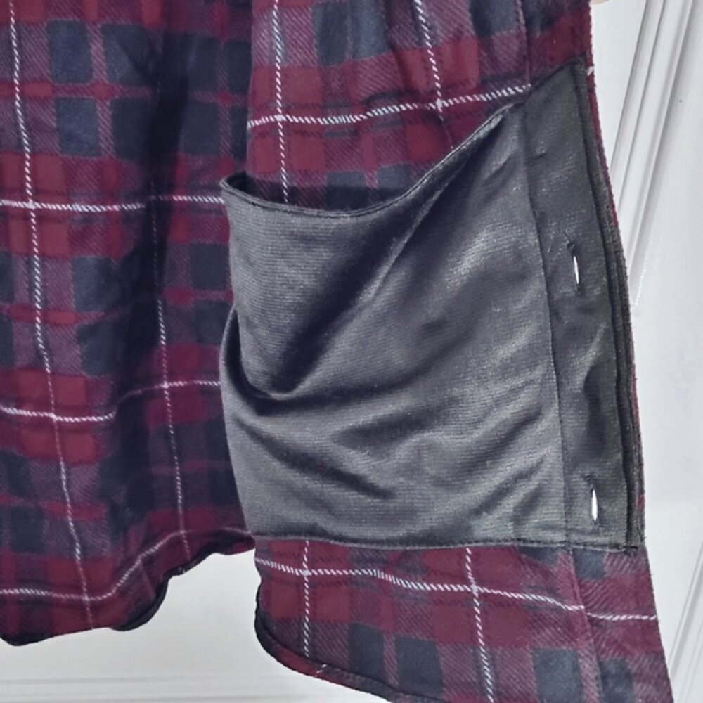 New ORVIS Thick Burgundy + Blue Premium Plaid Flannel Over Shirt - Picture 7 of 15